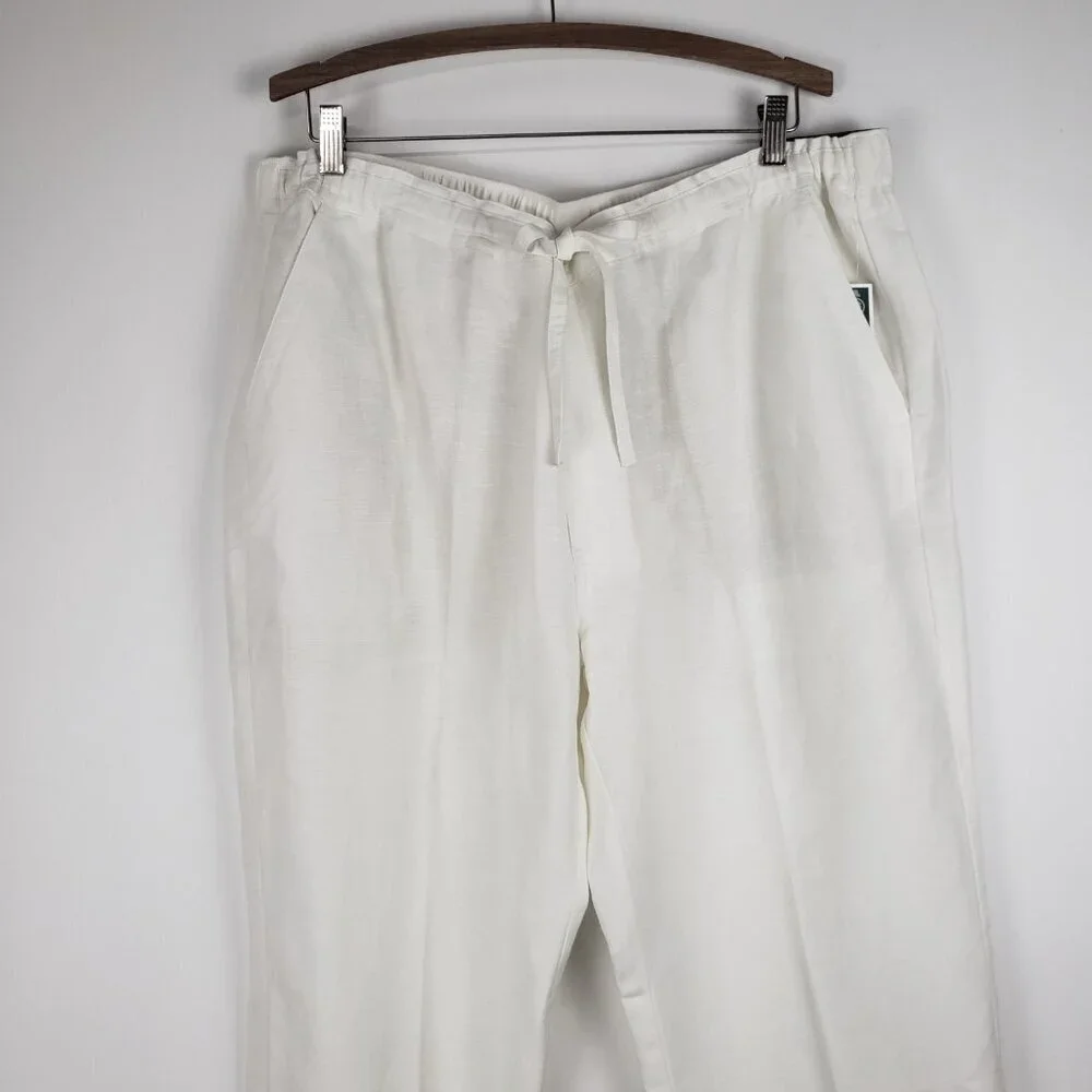Cubavera Linen Blend Pants White Drawstring Casual NWT Mens Size XXL